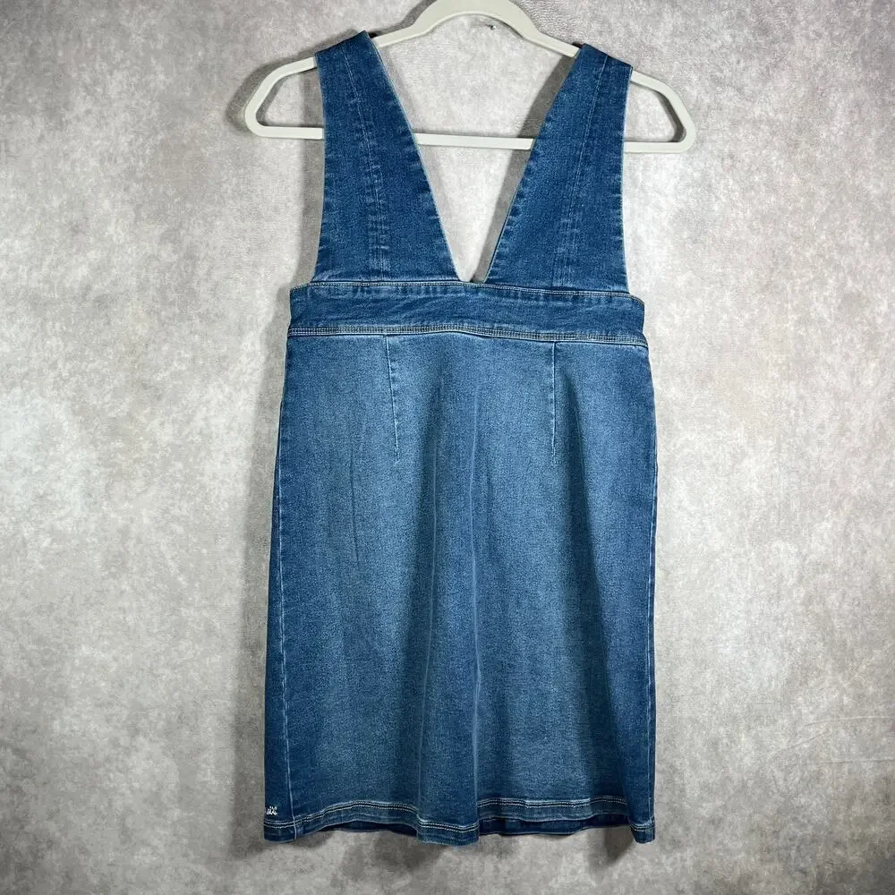 Levi's Skirtall Girls 12 Blue Denim Button Front Sleeveless V-Neck Casual School